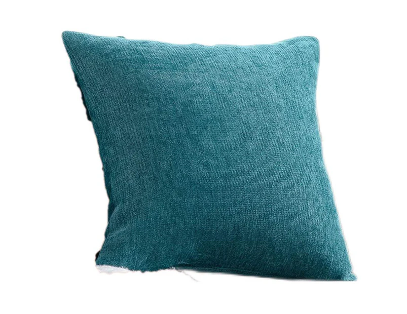 Pillow Covers 18x18 Inch Set of 2 Solid Rustic Farmhouse Decorative Throw Pillow Covers Square Cushion Case for Home Sofa Couch Decoration 18x18-Inch-Teal