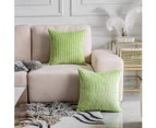 Pillow Covers and Pillow  18x18 Super Soft Decorative Striped Corduroy Mustard Throw Pillows for Couch, 45x45 Cm 18" x 18"-Apple Green