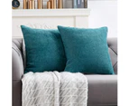 Pillow Covers 18x18 Inch Set of 2 Solid Rustic Farmhouse Decorative Throw Pillow Covers Square Cushion Case for Home Sofa Couch Decoration 20"x20"-Teal