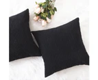 Pillow Covers and Pillow  18x18 Super Soft Decorative Striped Corduroy Mustard Throw Pillows for Couch, 45x45 Cm 18" x 18"-G-black