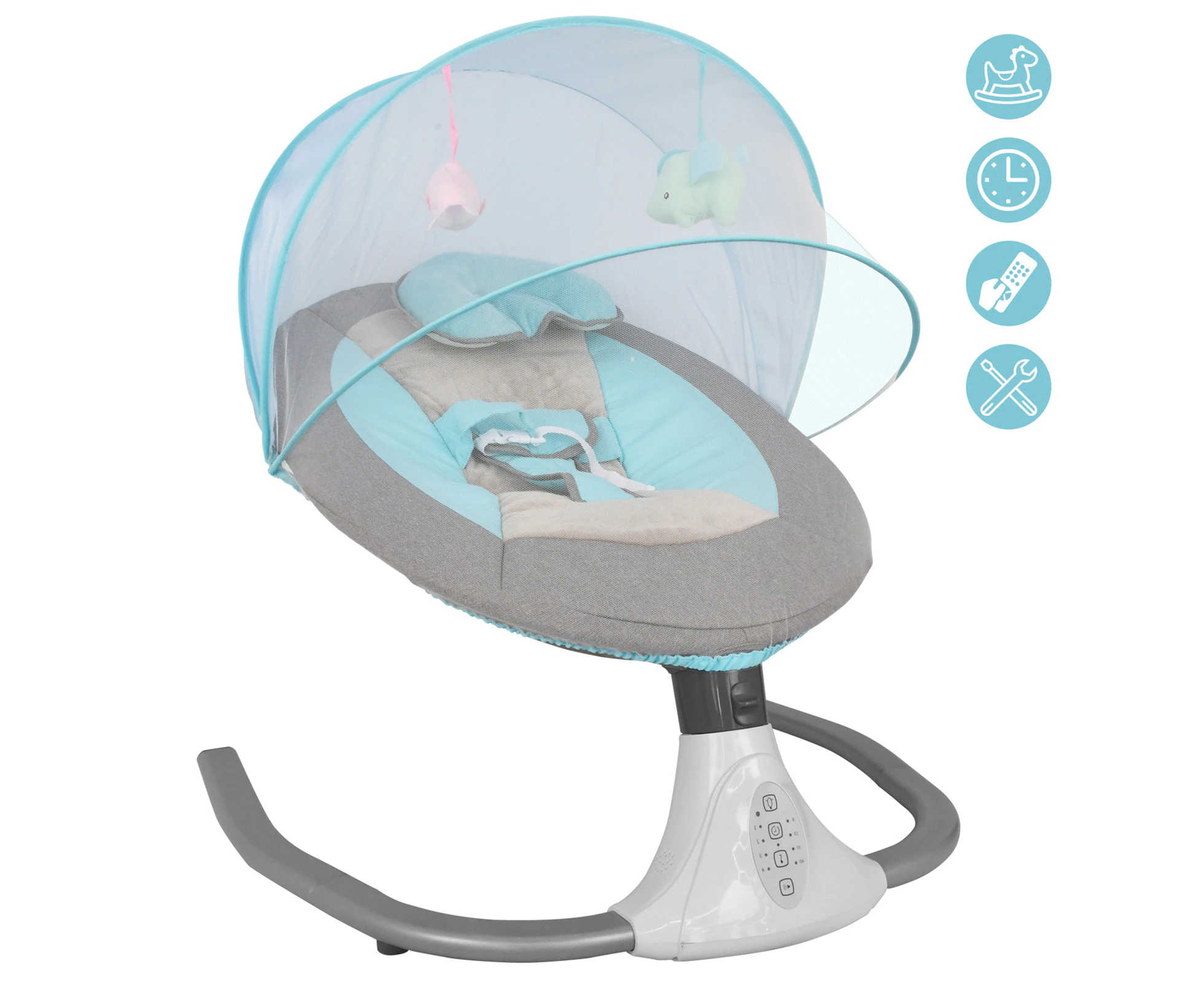 Electric Baby Rocking Chair Baby Swing Cradle Bed Bouncer Seat with Music Blue