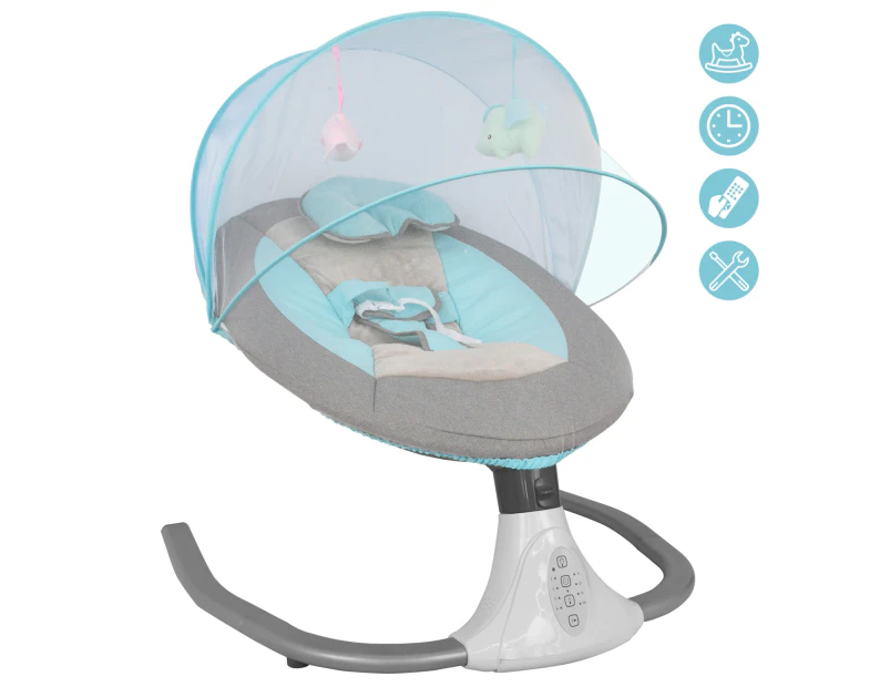 Electric Baby Rocking Chair Baby Swing Cradle Bed Bouncer Seat with Music Blue