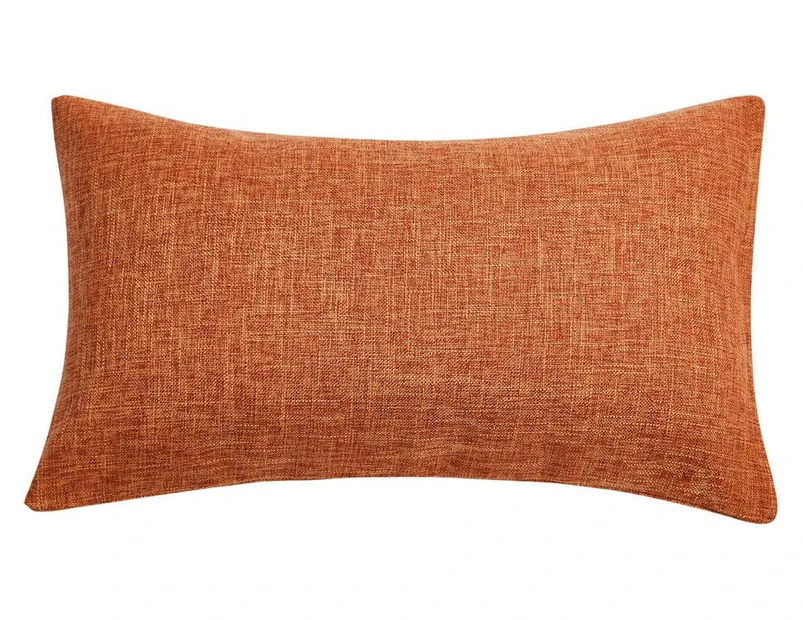 Set of 2 pure colour Lumbar Pillow Covers Rustic Linen Decorative Throw Pillow Covers  for Sofa Couch Decoration 2 Packs, 12" x 20"-Orange