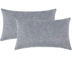 Set of 2 pure colour Lumbar Pillow Covers Rustic Linen Decorative Throw Pillow Covers  for Sofa Couch Decoration 2 Packs, 12" x 20"-Grey