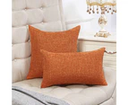 Set of 2 pure colour Lumbar Pillow Covers Rustic Linen Decorative Throw Pillow Covers  for Sofa Couch Decoration 2 Packs, 12" x 20"-Orange