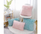 Set of 2 Decorative Pillow Covers New Luxury Series Merino Style Faux Fur Fluffy Throw Pillow Covers Square Fuzzy Cushion Case 20"x20"-Pink