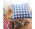 Set of 2 Decorative Boho Throw Pillow Covers Scottish Houndstooth Jacquard Pattern Cushion Covers for Sofa Couch Living Bedroom Pillowcases 18x18-Blue