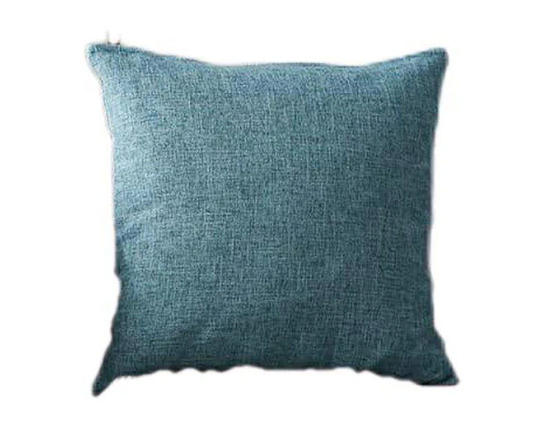 Set of 2 pure colour Lumbar Pillow Covers Rustic Linen Decorative Throw Pillow Covers  for Sofa Couch Decoration 2 Packs, 16" x 16"-Lake blue