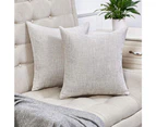 Set of 2 pure colour Lumbar Pillow Covers Rustic Linen Decorative Throw Pillow Covers  for Sofa Couch Decoration 2 Packs, 20" x 20"-creamy white
