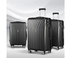 Wanderlite 3pc Luggage Trolley Set Suitcase Travel TSA Hard Case Carry On Black Lightweight