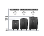 Wanderlite 3pc Luggage Trolley Set Suitcase Travel TSA Hard Case Carry On Black Lightweight