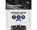 Wanderlite 3pc Luggage Trolley Set Suitcase Travel TSA Hard Case Carry On Black Lightweight