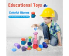 Rainbow Color Building Blocks Color Stacked Stones - 20 Gradient Stacked Stones 0.35Balance Stone Wooden Stacking Toys
