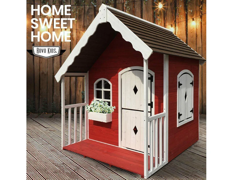ROVO KIDS Cubby House Wooden Cottage Outdoor Furniture