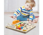 Wooden Busy Board Early Educational Montessori Kids Learning Unlock Sensory Toy