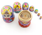 Russian Nesting Dolls Matryoshka Wood Stacking Nested Set 7 Pieces Handmade Toys