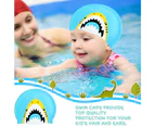 1 Pieces Swim Caps Waterproof Comfy Bathing Caps Non-Slip Cartoon Kids Swimming Hat-lake blue