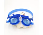 Kids Swim Cap&Goggle, Fun Swimming Cap&Goggle for Kids & Toddlers,High Elastic Silicone Waterproof Swim Cap-blue sharkblue shark