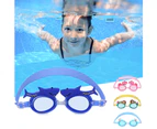 Kids Swim Cap&Goggle, Fun Swimming Cap&Goggle for Kids & Toddlers,High Elastic Silicone Waterproof Swim Cap-blue sharkblue shark