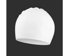 Silicone Swim Caps for Long Hair, Cover Ears Swimming Caps , Flexible Waterproof Swimming Caps-White