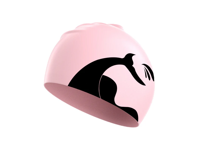 Swimming Cap,Silicone Fishtail Swimming Cap - Pinksilicone Swim Caps For Long Hair, Cover Ears Swimming Caps , Flexible Waterproof