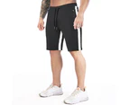Bonivenshion Men's Outdoor Sports Shorts Quick Dry Lightweight Printed Casual Shorts with Zipper Pockets-Black