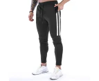 Bonivenshion Men's Zip Jogger Pants Casual Gym Workout Pants Track Pants Slim Fit Tapered Sweatpants with Pockets for Men-Black