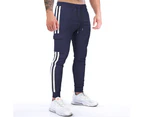 Bonivenshion Men's Zip Jogger Pants Casual Gym Workout Pants Track Pants Slim Fit Tapered Sweatpants with Pockets for Men-Navy