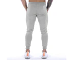 Bonivenshion Men's Zip Jogger Pants Casual Gym Workout Pants Track Pants Slim Fit Tapered Sweatpants with Pockets for Men-Light Grey