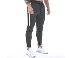 Bonivenshion Men's Zip Jogger Pants Casual Gym Workout Pants Track Pants Slim Fit Tapered Sweatpants with Pockets for Men-Dark Grey