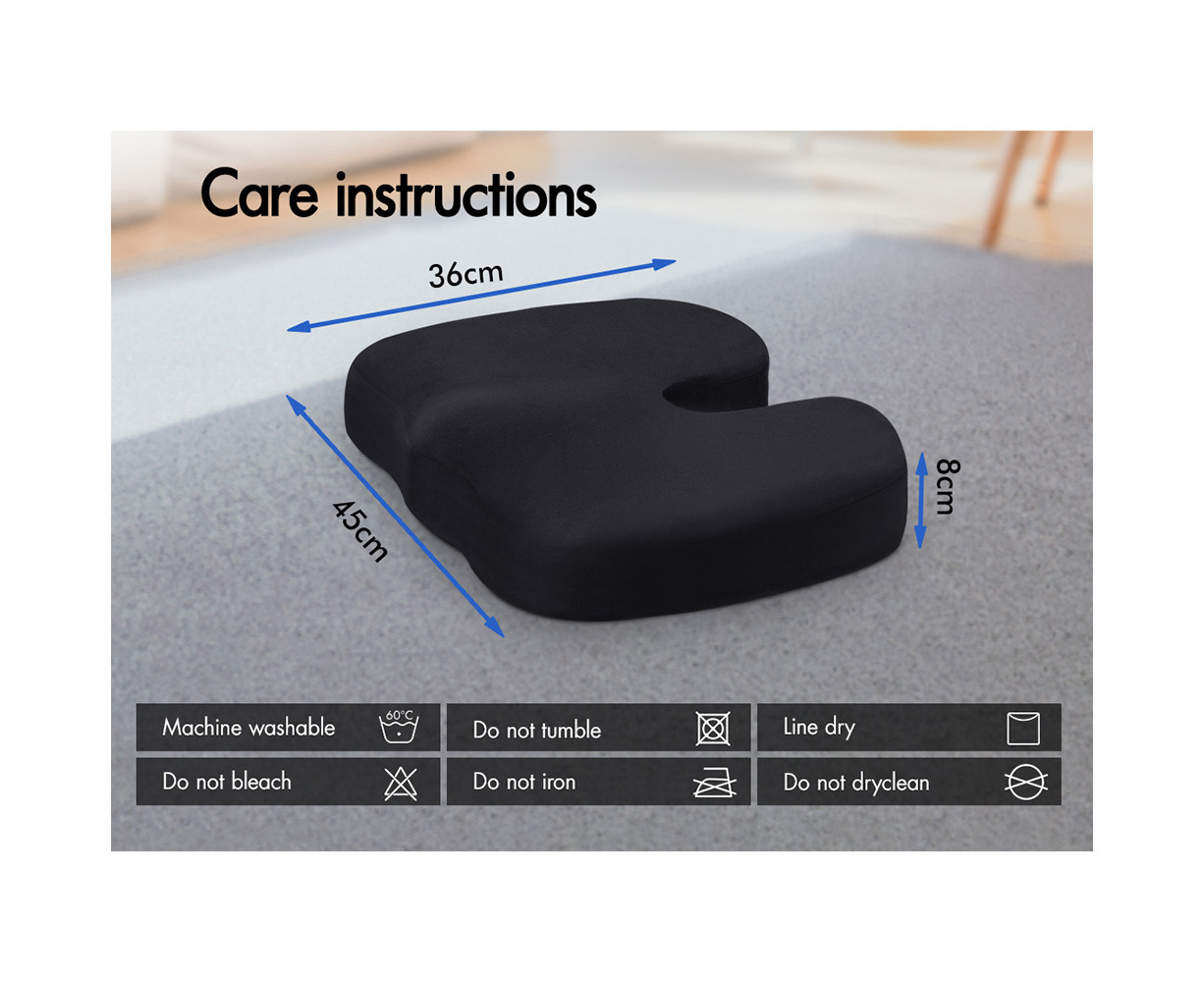 Starry Eucalypt Memory Foam Seat Cushion with Black Plush Cover