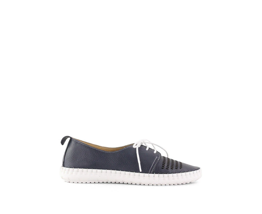 Bueno Libby Womens Leather Flat Sneakers - Navy