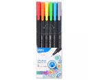 Deli 6 Colors Fine Liner Pens Kit Washable Ink Fine Tip