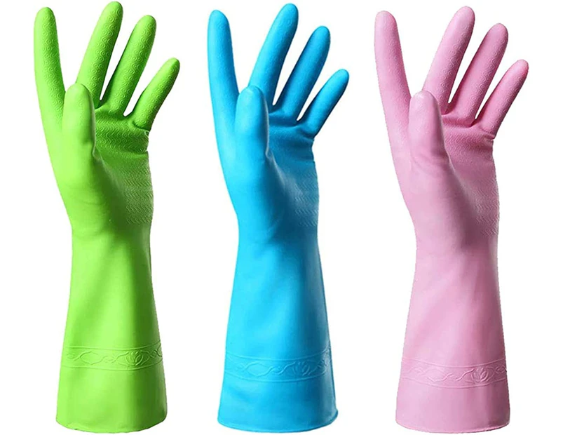 Cleaning Gloves-3 Pairs Oven Mitts Reusable Dishwasher Rubber Gloves,L