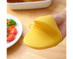 2Pcs/Set Butterfly Gloves Fingertip Wearing Stripes Heat Insulation Pot Clip Silica Gel Kitchen Insulated Soup Pot Glove for Home - Yellow
