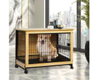 Pawz Wooden Wire Dog Kennel Side End Table Steel Puppy Crate Indoor Pet House L