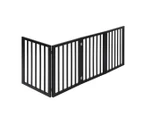 Pawz 4 Panels Wooden Pet Gate Dog Fence Safety Stair Barrier Security Door Black