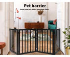 Pawz 4 Panels Wooden Pet Gate Dog Fence Safety Stair Barrier Security Door Black