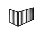 Pawz 3 Panels Wooden Pet Gate Dog Fence Safety Stair Barrier Security Door Black