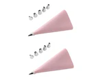 Cake Piping Nozzle 8-Piece Set-Eva Fan Flat Beer 8-Piece Set2Pcs Silicone Piping Bags And Stainless Steel Nozzle Tips Pink
