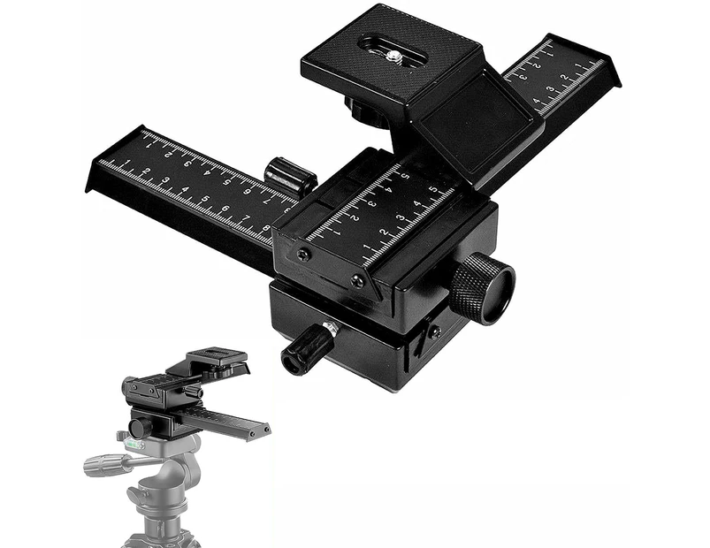 4-Way Macro Focusing Rail 3D Adjustment Slide Macro Slider for Close Up Shooting Digital Cameras with 1/4 Inch Screw Hole