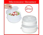 Microwave Steamer 2 TIER Double layer Cooking Meals Vegetables Kitchen Appliance