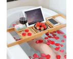 Expandable Bamboo Bath Caddy Over Bathtub Rack Tray Book Phone Holder Bathroom