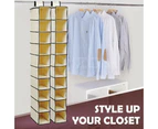 10 Tier Clothes Organiser Wardrobe Hanging Storage Closet Shoes Hanger Bag - Grey