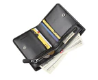 Knbhu Deabolar Business Men Faux Leather Bifold Short Wallet Card Cash Holder Purse-Black Vertical
