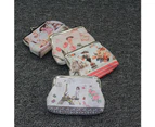 Knbhu Cute Flower Printed Kiss Lock Faux Leather Mini Wallet Women Clutch Coin Purse-1#