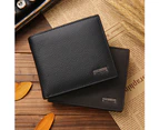 Knbhu Men Luxury Faux Leather Coin Pocket Credit Card Slot Bifold Short Wallet Purse-Black