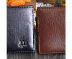 Knbhu Men's Faux Leather Bifold Wallet Credit/ID Card Coin Holder Slim Short Purse-Brown