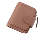 Knbhu Wallet Zipper Multi Slots Solid Color Blocking Luxury Card Holder Organizer for Women-Brown