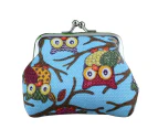 Knbhu Women Cute Multi-color Owl Printed Coin Purse Wallet Canvas Pouch Money Bag-Light Blue